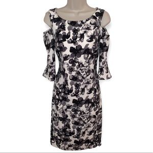 FLORAL COLD SHOULDER A LINE DRESS 8